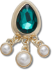 JIBBITZ™ CHARM EMERALD TEAR DROP WITH PEARLS