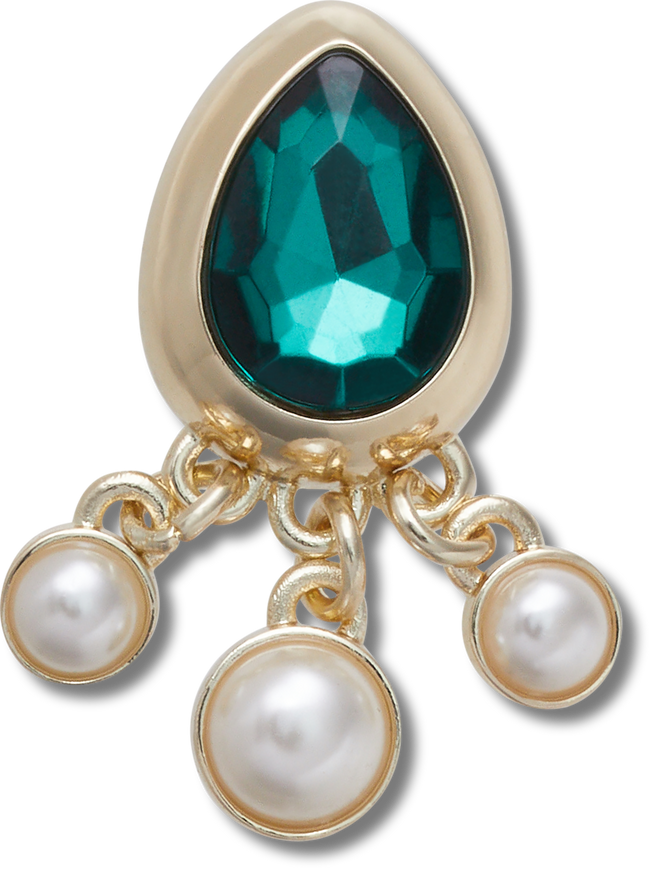 JIBBITZ™ CHARM EMERALD TEAR DROP WITH PEARLS