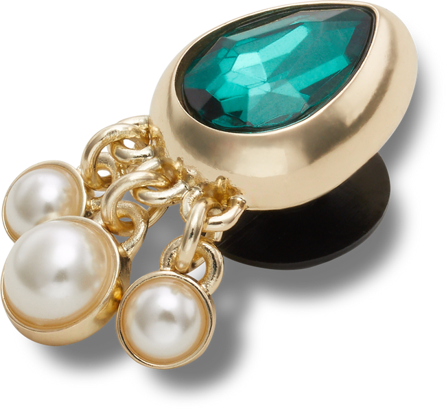 JIBBITZ™ CHARM EMERALD TEAR DROP WITH PEARLS