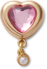 JIBBITZ™ CHARM GOLD HEART GEM WITH PEARL