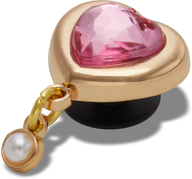 JIBBITZ™ CHARM GOLD HEART GEM WITH PEARL