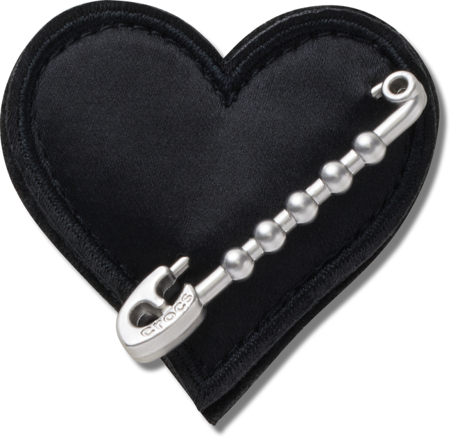 JIBBITZ™ CHARM BLACK HEART WITH SAFETY PIN
