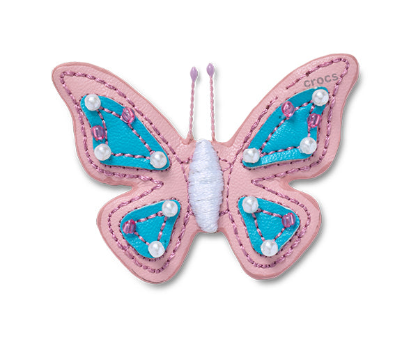 JIBBITZ™ CHARM Faux Leather Pink Butterfly
