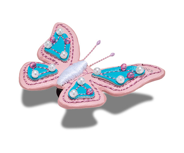 JIBBITZ™ CHARM Faux Leather Pink Butterfly